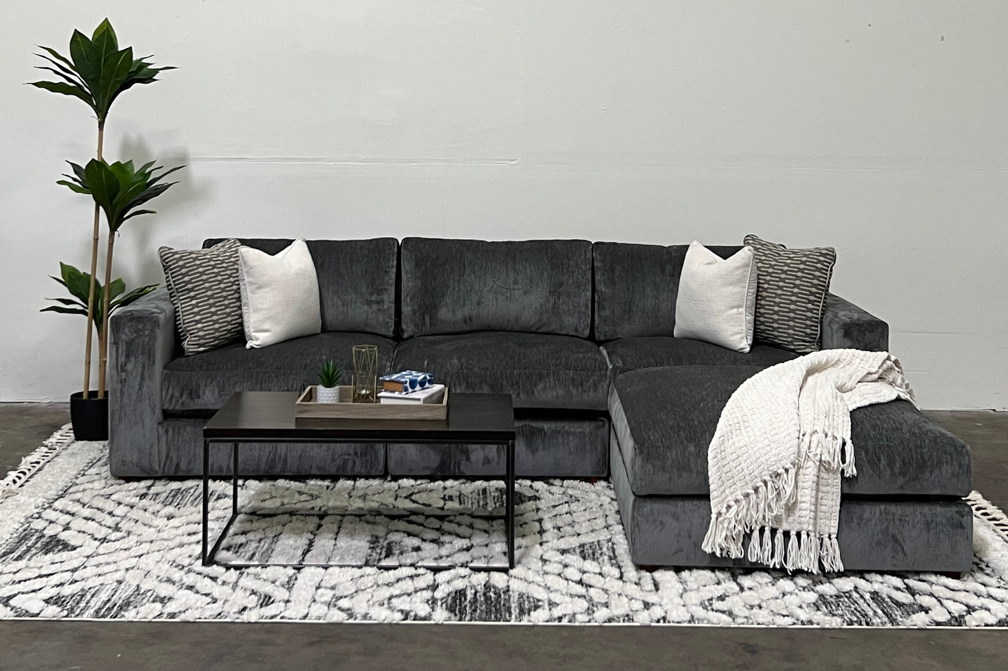 4-Piece Modular Modern Dark Gray 132" Sectional