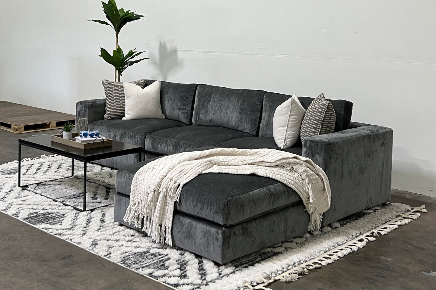 4-Piece Modular Modern Dark Gray 132" Sectional