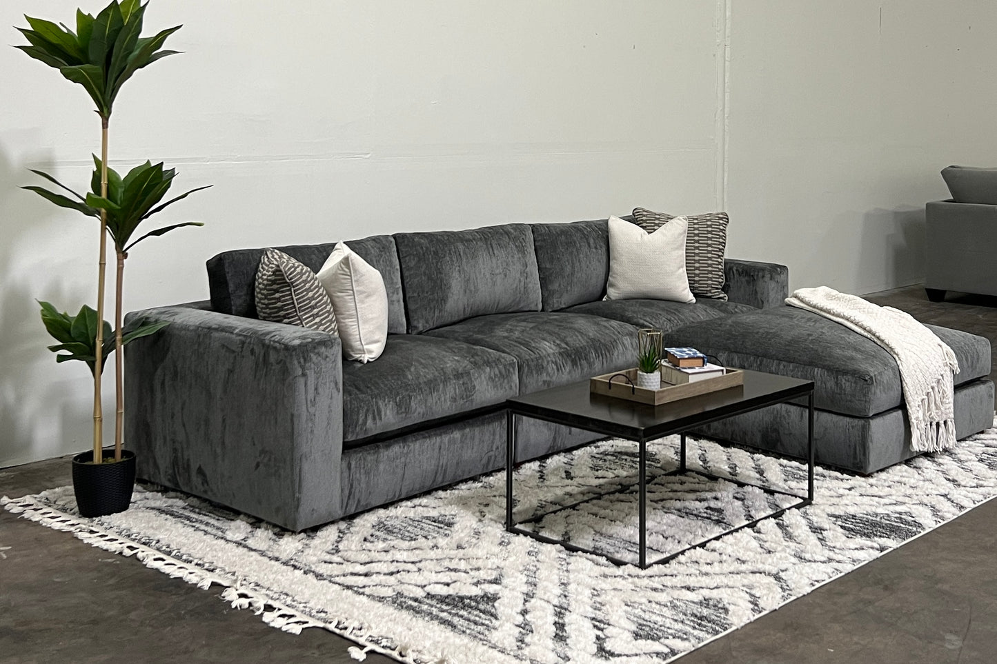 4-Piece Modular Modern Dark Gray 132" Sectional